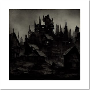 Shadows Over Silence: A Nocturne Village Posters and Art